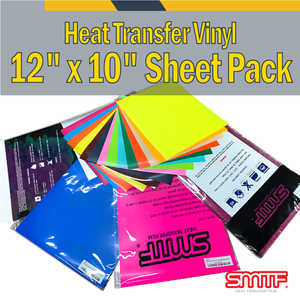 SMTF 12&quot; X 10&quot; HTV <strong>Sheet</strong> Pack HTV Heat Transfer <strong>Vinyl</strong> for Garments and Easy Weeding, Assorted Colors Made in Korea