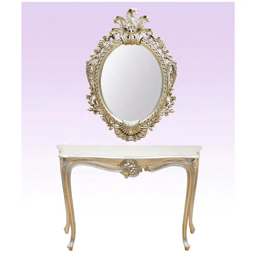 Disegno antico italiano consolle da tavolo in legno specchio per il trucco camera da letto Hotel Vanity comò mobili stile europeo