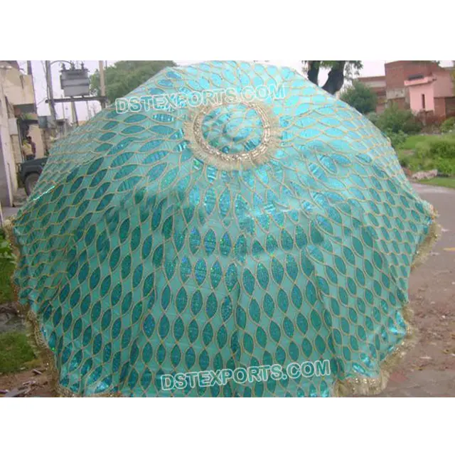 Paraguas bordado para boda, sombrilla grande para decoración, color azul cielo, trabajo pesado