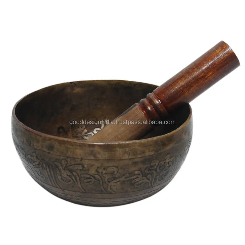 Original hand gehämmert Made Messing tibetische Klangs chale Großhandel Indianer aus Bronze mit Mallet und Kissen Antique Singing Bowl