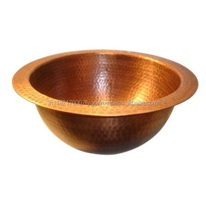 洁具仿古碗黄铜铜洗手盆厨房浴室梳妆台圆形容器水槽 - Product Image 1