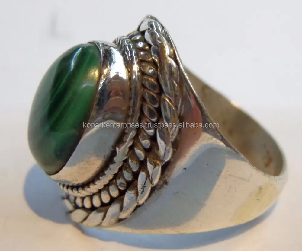 Natürlicher Malachit Sterling Silber hand gefertigter Edelstein Nepali Ring Schmuck Großhandel Fabrik preis
