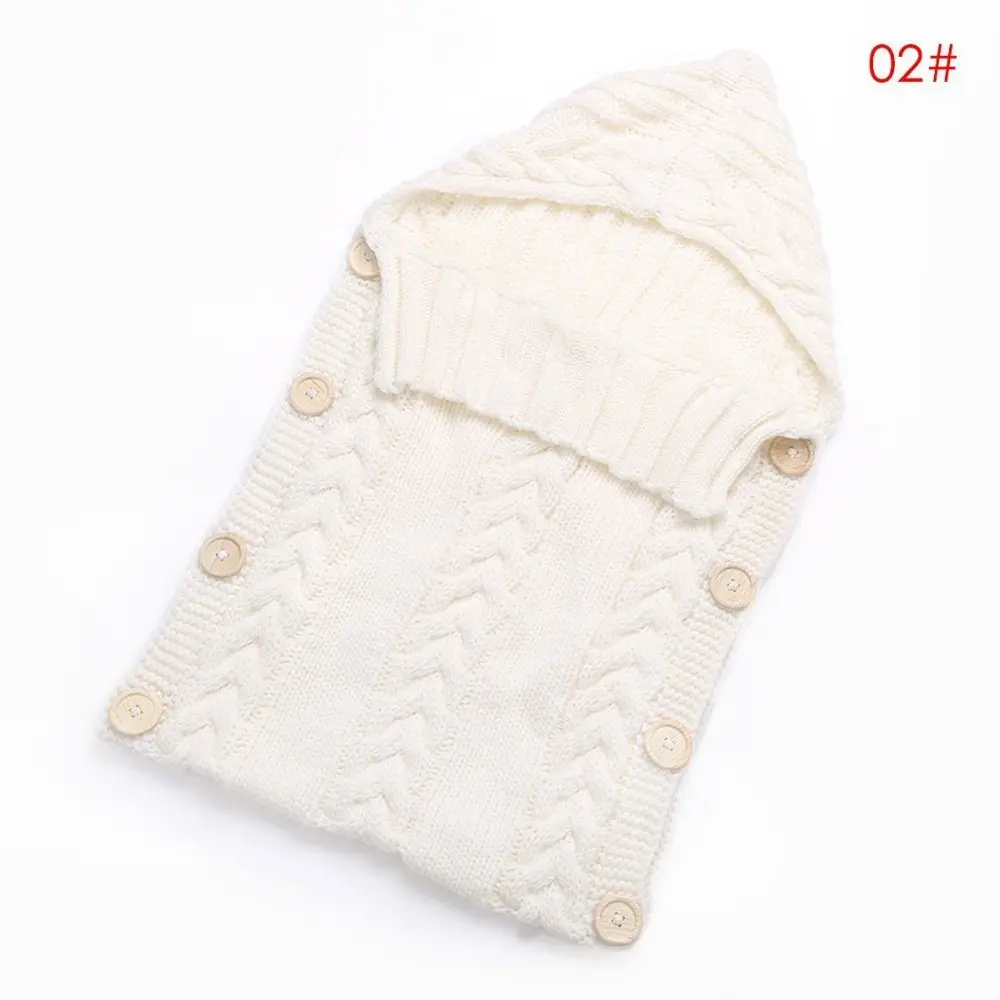 Baby Soft Knit Crochet Wool Sleep Swaddle Wrap Quilt Crib Blanket Wrap Bedding Cute Baby Sleeping Bag
