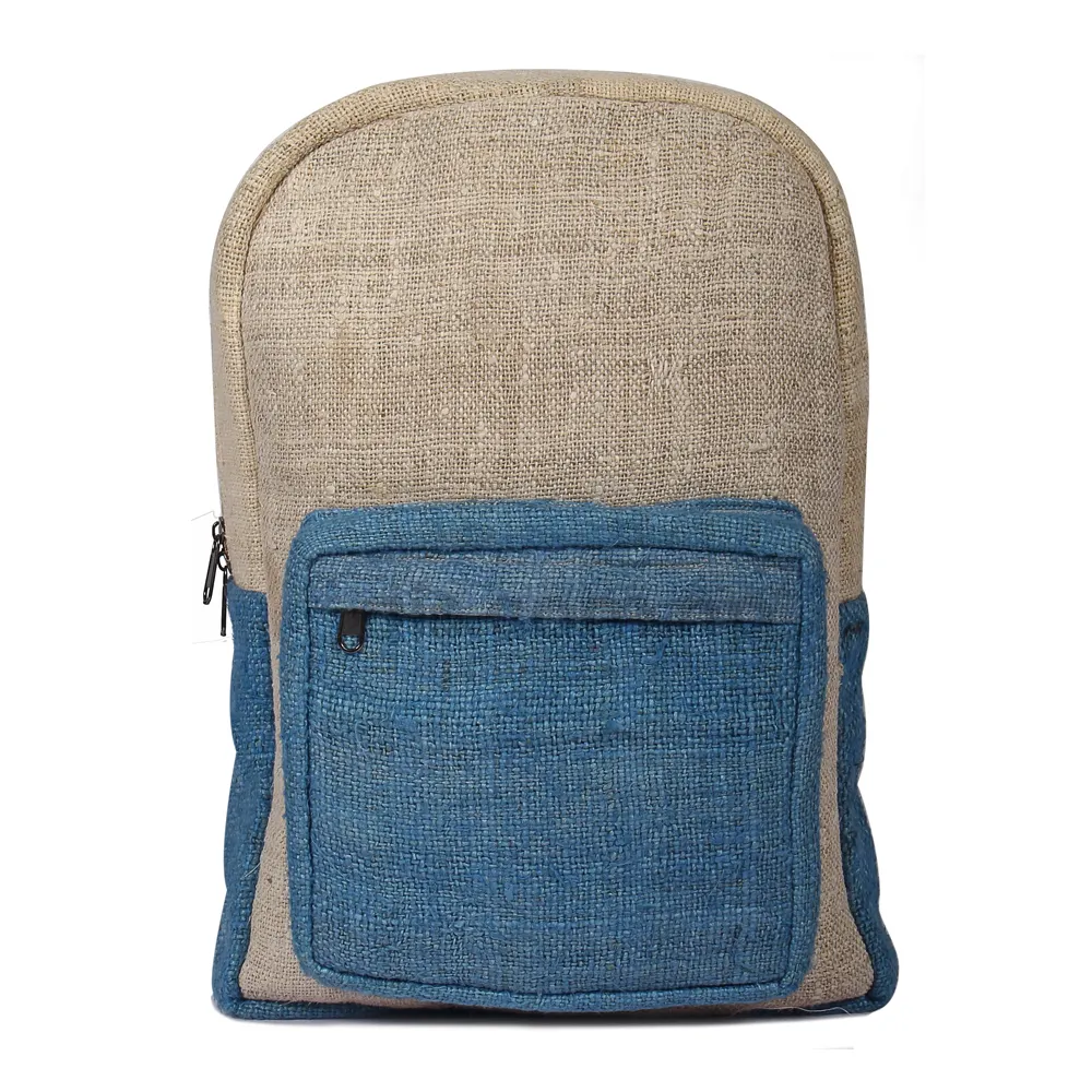 Mochila de cáñamo Organci diseño azul Simple-cáñamo ecológico de alta calidad y lona, mochila de viaje para venta al por mayor