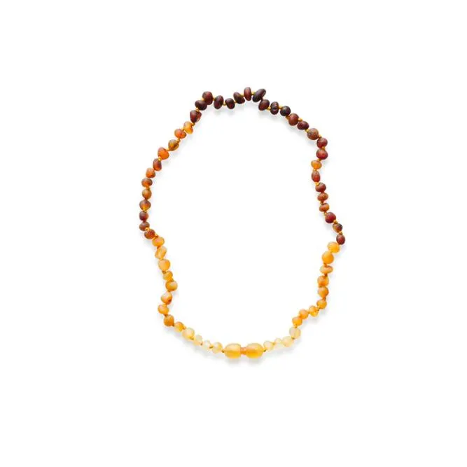 Natürliches echtes Baltic Amber Baby Halskette Armband aus rohen Bernstein perlen im Barockstil in Regenbogen farben