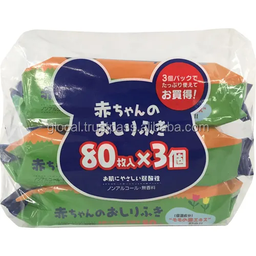 Dibuat di Jepang tisu basah bayi 'kecil SHEET' 80 lembar 3 p/pak tisu basah untuk bayi tisu basah produk laris 2023 grosir