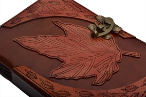 Handmade Custom Classic Genuine Leather Brown Writing <strong>Note</strong> Book Unlined White Pages Handmade Journal Unique Leaf Design Embossed - Product Image 5