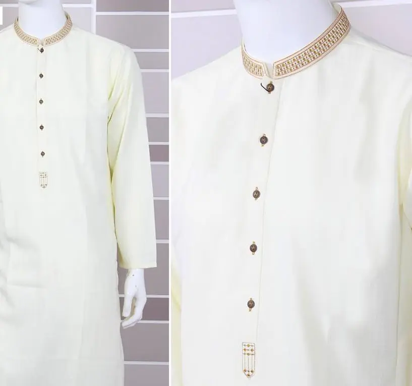 남성 KURTA 파자마 디자인 컬렉션 남성 Shalwar Kameez 수 놓은 Neckline