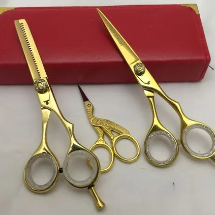 Nuovo placcato oro Fashion Design Beauty Barber Hair Barber taglio e forbici da salone forbici per unghie per cuticole