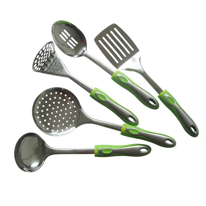 5 piezas de grado alimenticio gran oferta utensilios de cocina de acero inoxidable indio utensilios de acero inoxidable