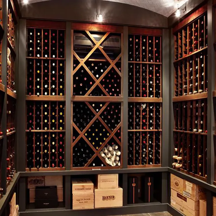 Customize Modular Vintage Solid Wood Wine Cellar Cabinet Retro wine Rack