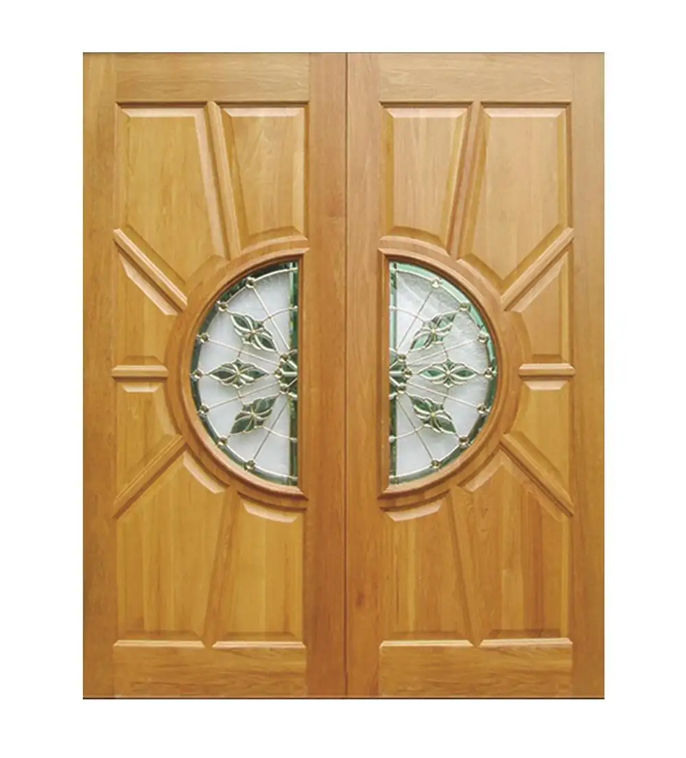 Puerta de madera maciza de doble hoja para entrada principal, muebles de Malasia, opción perfecta, disponible, tipo columpio