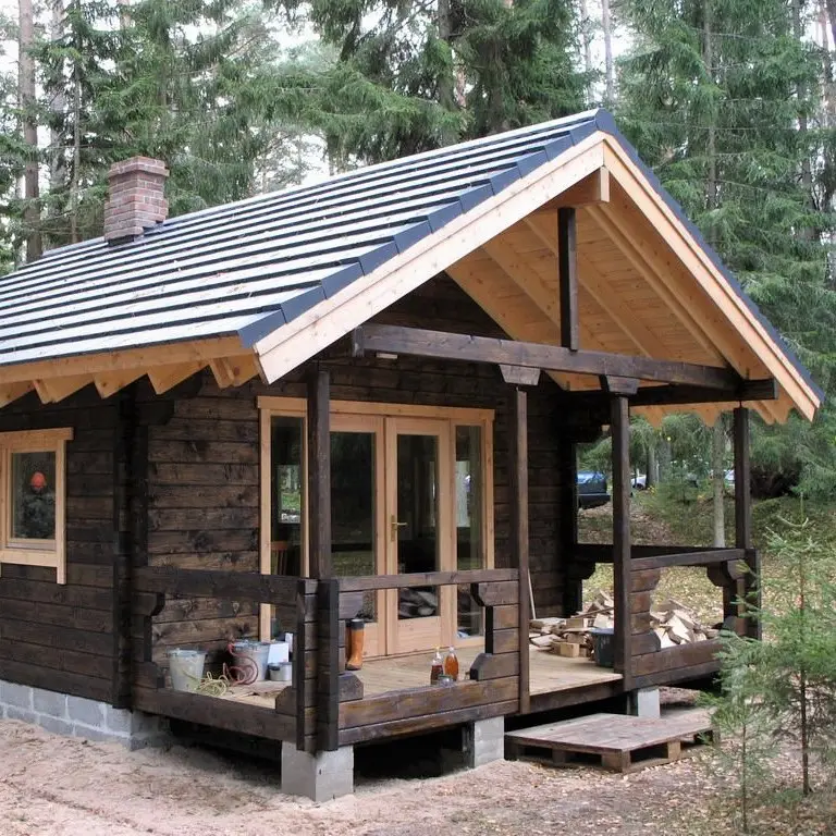 Log cabin Kit Henry 3L văn phòng nhà phụ lục xây dựng khách sạn phẳng đóng gói ec5 C24 phẳng đóng gói năng lượng xanh Scandinavian gỗ