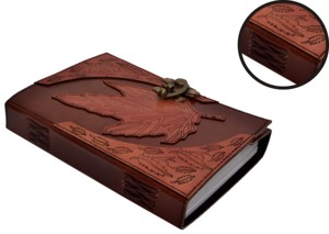 Handmade Custom Classic Genuine Leather Brown Writing <strong>Note</strong> Book Unlined White Pages Handmade Journal Unique Leaf Design Embossed - Product Image 2