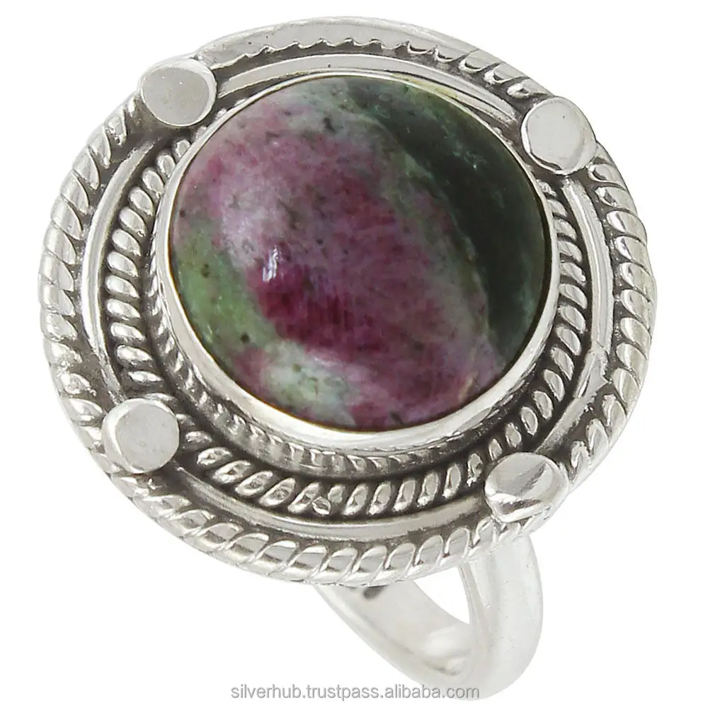 Кольцо из натурального камня фуксита, Стерлинговое Серебро 925 пробы, полудрагоценный камень фуксита, рубин Zoisite, массивное кольцо, ювелирные изделия