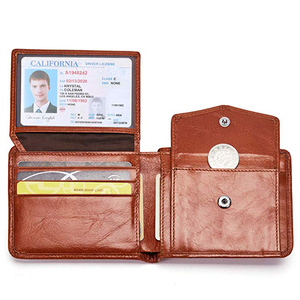 父亲节礼物最好的品牌男士皮革超薄卡持有人碳钱包 Bifold RFID 阻止钱包与 2 ID 窗口