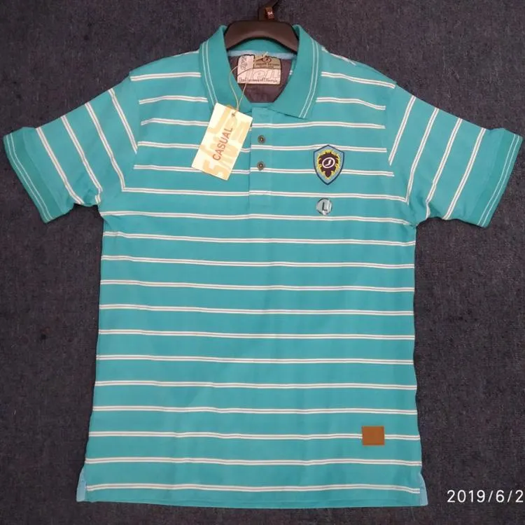 Premium Quality Original Branded Labels Men's Short Sleeve Cotton Iron Button Plackets Checked Polo Shirts Bangladeshi Stock Lot