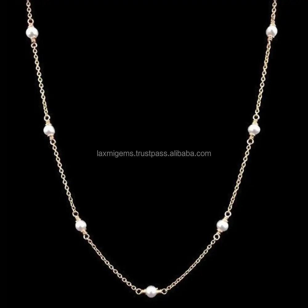D'acqua dolce naturale della perla della pietra preziosa borda il commercio all'ingrosso Dei Monili 925 sterling silver collana della catena fornitore