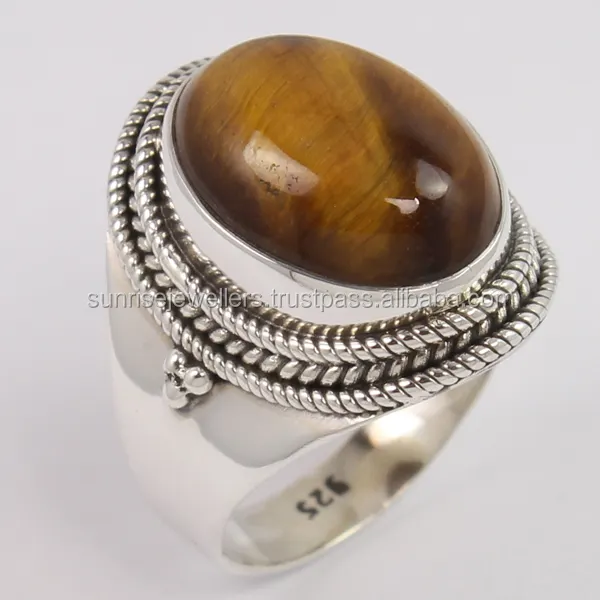 Di Forma ovale TIGER 'S EYE 925 Sterling Argento Anello Della Pietra Preziosa, Naturale Della Pietra Preziosa di Gioielli In Argento, Gioielli Per Tutto Mondo