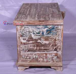 Kapalı kullanım ve sofra organizasyonu için katı geri kazanılmış ahşap dekoratif saklama dolabı kutu gövde - Product Image 4