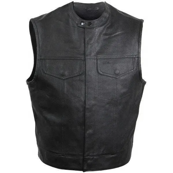 Gilet da uomo in pelle stile Club gilet in pelle di vacchetta naturale di alta qualità fodera di accesso gilet Minarat SOA uomo motore dei figli dell'aniclo