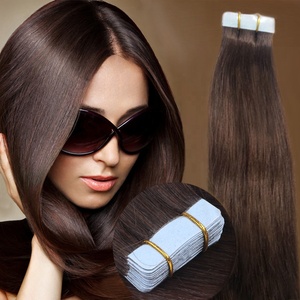 卸売バージンドロップシッピング人毛テープレミーヘアエクステンション人毛、ヘアエクステンションテープ、テープ人毛エクステンション