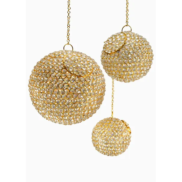 Design classique boules de cristal contemporain pendentif en or luminaire de plafond pour salle à manger fabriqué à la main