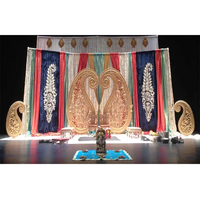 Indiano di Nozze Sfondo Decorazione Della Fase/di Cerimonia Nuziale Colourful Embrodried Paisley Tenda Sullo Sfondo