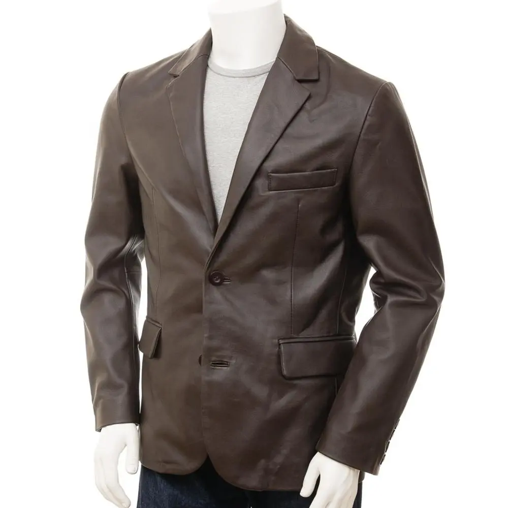 Couro Real Dos Homens de Moda Blazer