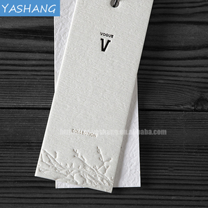 3D 盲压花穿孔厚度棉纸标签与黑色浮雕印刷纸板挂标签 - Product Image 2