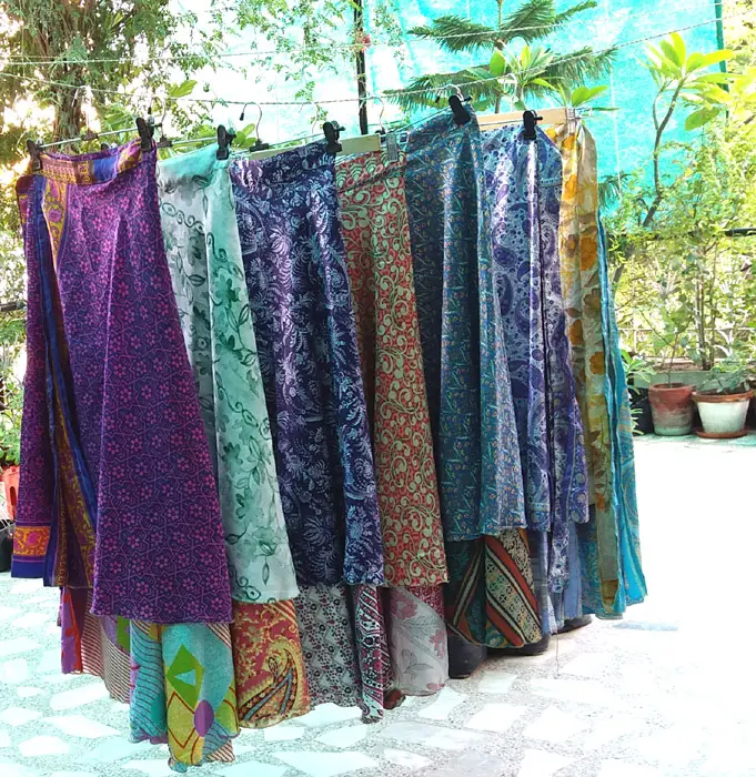 กระโปรงผ้าถุงสองชั้นแบบกลับด้านได้,ผ้าถุงส่าหรีมหัศจรรย์จากอินเดีย