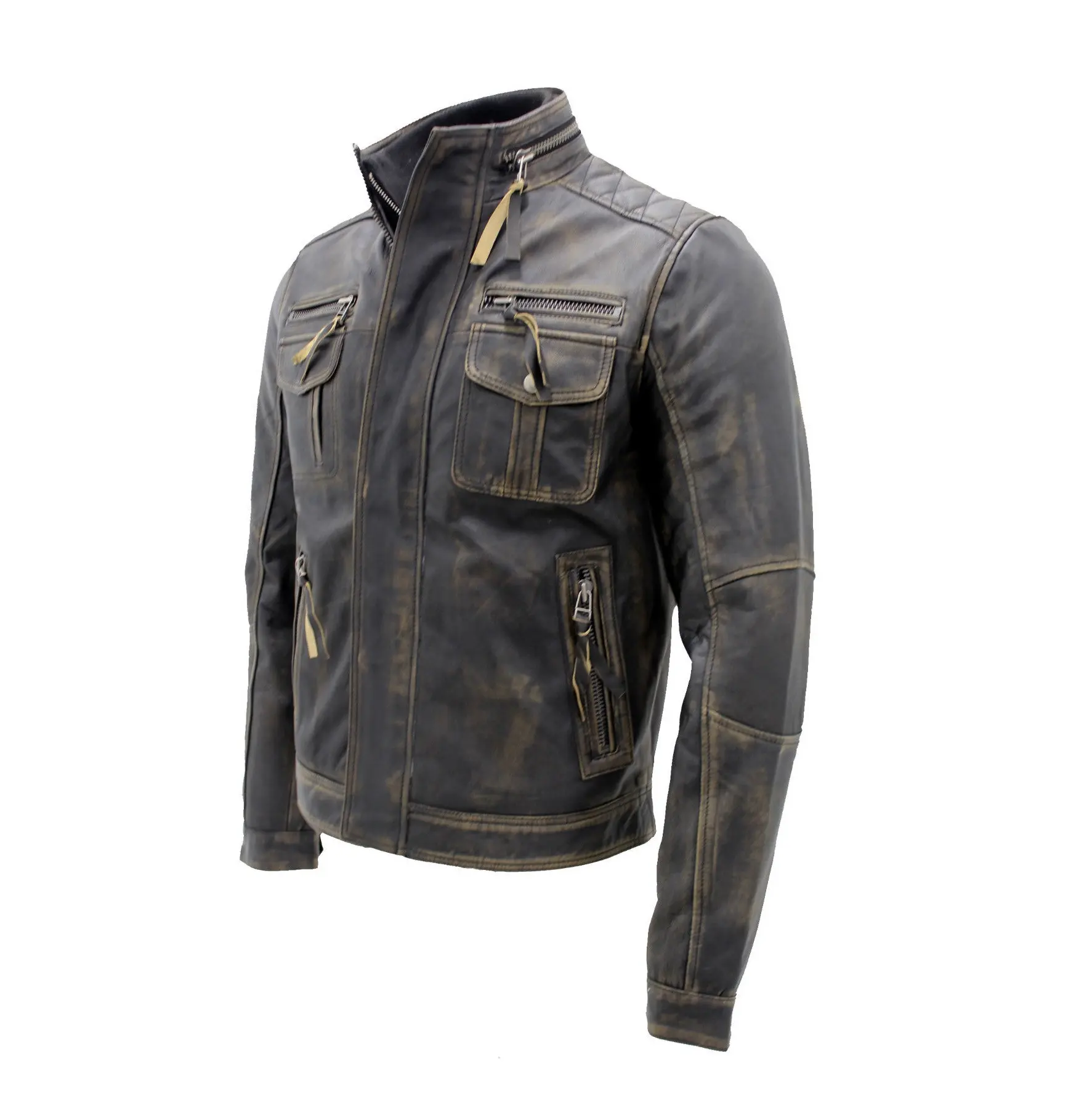 Chaqueta de cuero de piel de cordero para hombre, precio barato, venta al por mayor