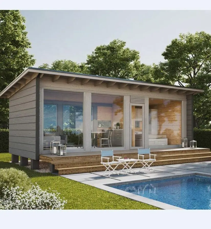 Design moderne petite maison/bois maison de jardin/maison de verre avec grande fenêtre