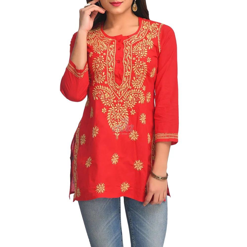 Kurtis vestido casual para mulheres, estampado no estilo indiano, casual, 100% algodão islâmico, mais recém-chegado, estilo indiano tradicional