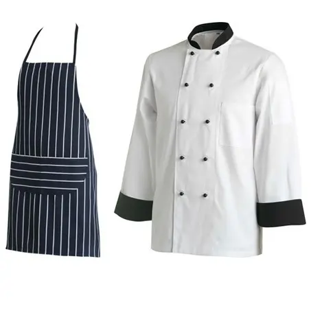 Alta qualità Chef uniforme cucina tessuto abbigliamento bianco Chef cappotto ristorante Manager uniforme Barista Bar grembiuli Logo personalizzato