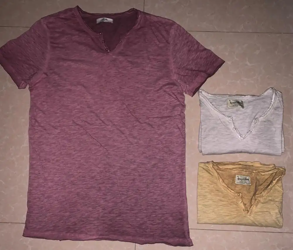 Brand New Readymade Garments Surplus Men's Shorts Sleeve Crew V Neck 100% Cotton Regular Fit T Shirts Bangladeshi Stock Lot