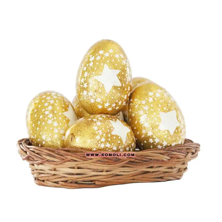 Dipinto a mano goldel glitter uova di Pasqua di legno 2022 decorazioni di pasqua