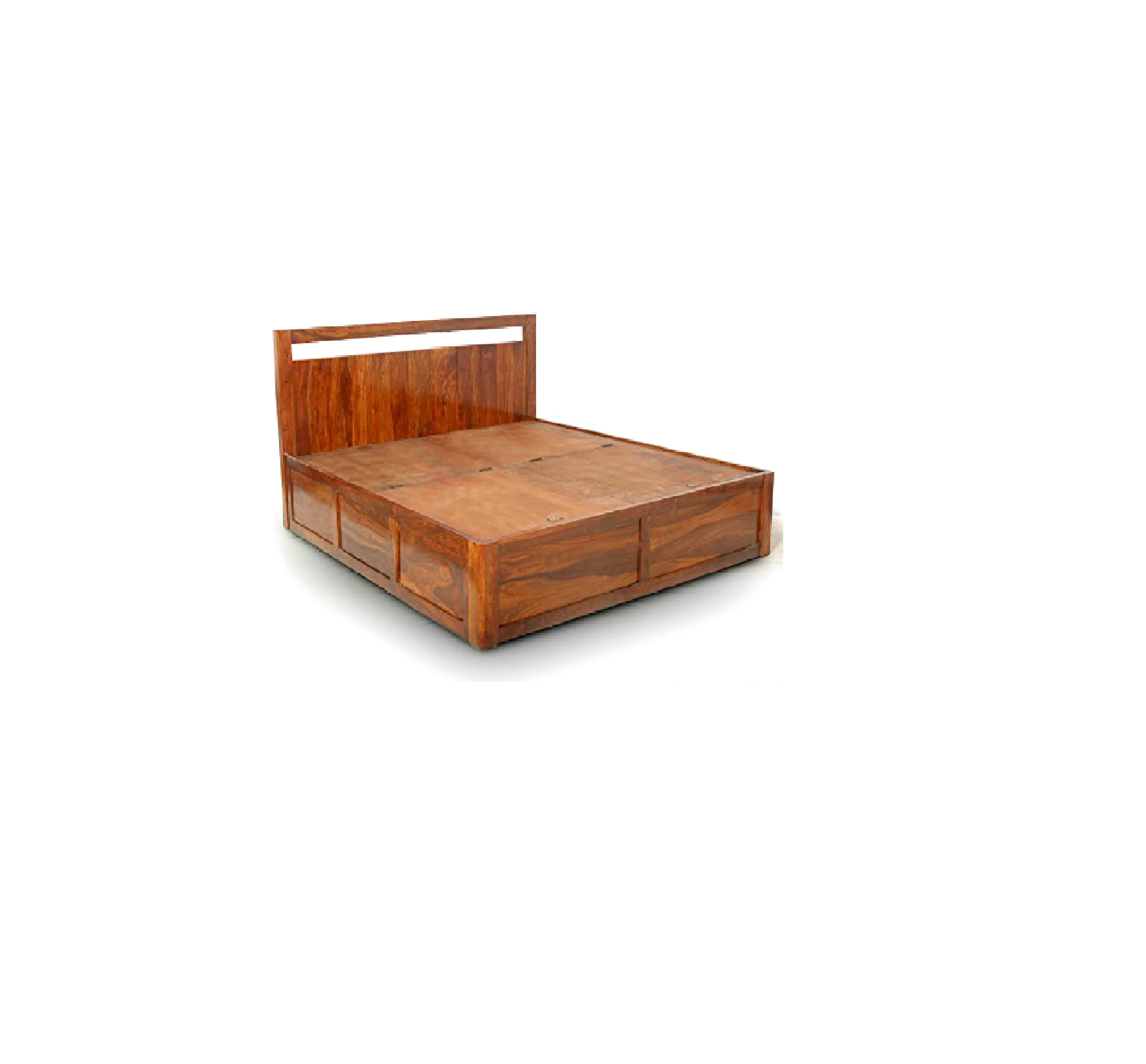Madeira de design moderno simples mais recente cama design sólida lisa madeira com gavetas