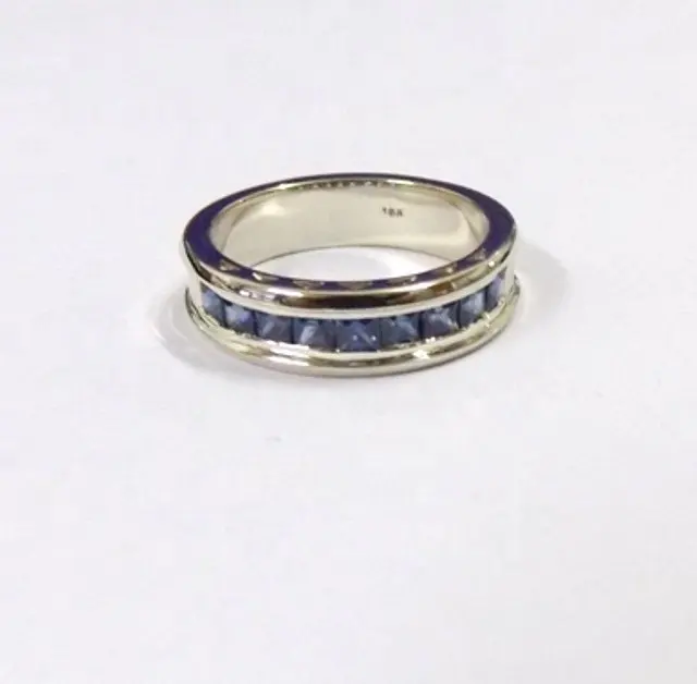 Мужское обручальное кольцо, мужское обручальное кольцо, сапфировое кольцо из желтого золота 18 карат, подлинное высококачественное синее Классическое Белое сапфировое ювелирное изделие