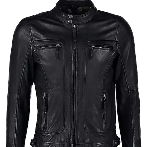 Negro de alta calidad piel de cordero chaqueta de cuero para los hombres