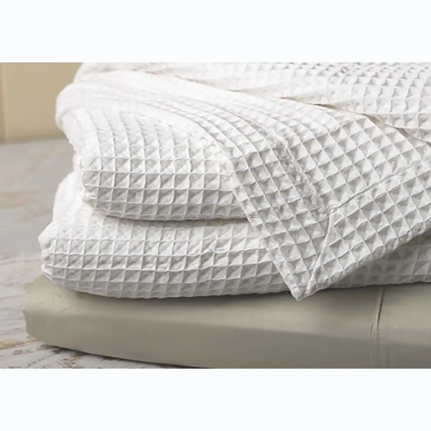 100% Natural Cotton Woven Waffle White Fabric Honeycomb Fabric For Cloths
