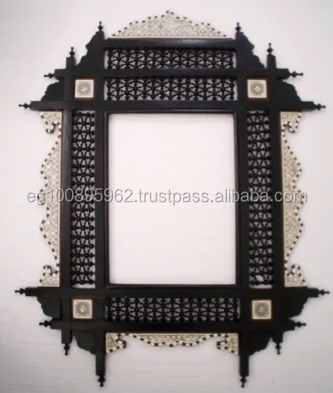 W96 Antieke Stijl Arabesque Mop Ingelegd Houten Spiegel Frame