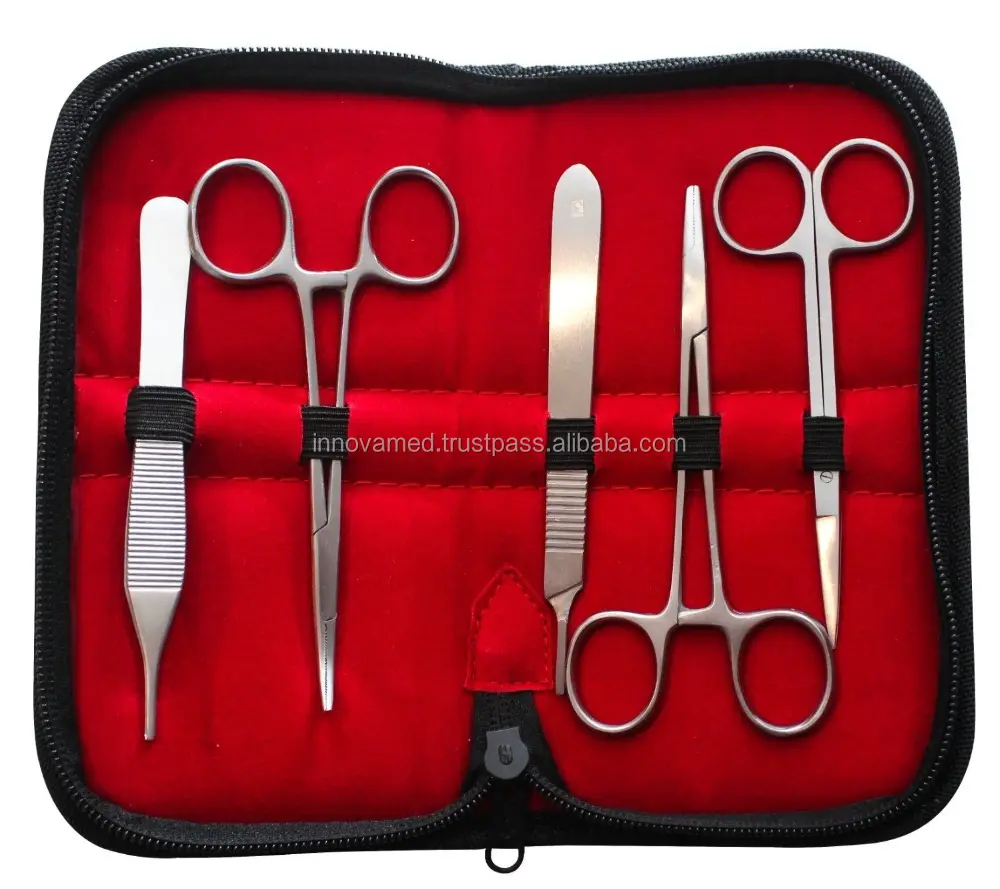 Kit / Set di strumenti per sutura di addestramento con manico per bisturi e acciaio inossidabile 5 #10 lame per studenti di medicina 10 pezzi Ce personalizzato PK