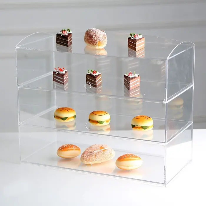 Acrylic Bakery Pastry Display Case Stand Custom Made 4-tier Acrylic Cabinet For Cakes Donuts Cupcakes