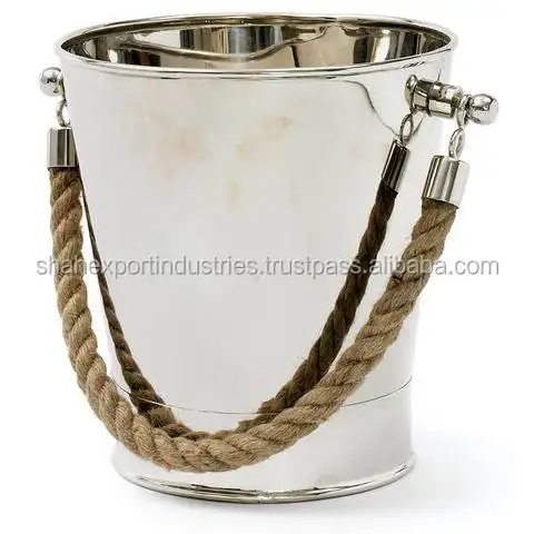 Metal Pail Design with Rope Handle Wine Bottle Cooler ice bucket Ideal for Bar Cold Soft Whisky Alcohol Spirits Drinks Cocktail