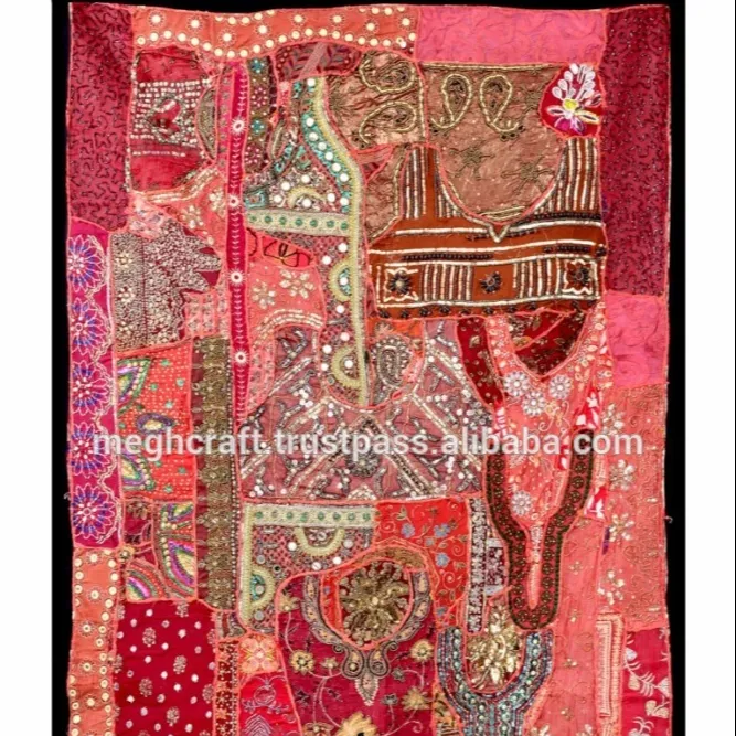 Индийский лоскутный Настенный Гобелен/Цыганская богемная племенная настенная занавеска ручной работы/винтажная настенная хлопковая штора в банджарском стиле