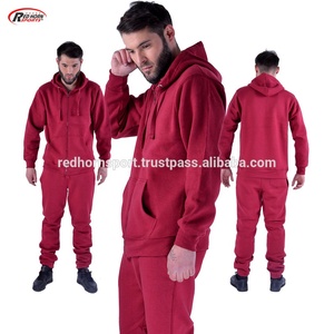OEM erkek Essentials polar eşofman tam Zip üst koşu dipleri eşofman kırmızı boynuz spor