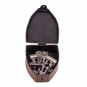 Antique Brass Nautical Sextant Vintage <strong>German</strong> Style Kelvin &amp; Hughes With Leather Box CHSEX10070