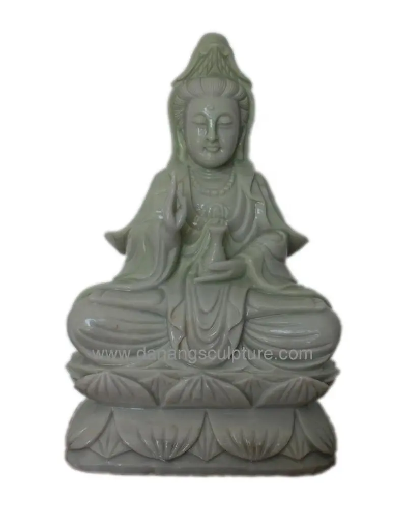 Hand geschnitzte Meditation Kuan Yin Guanyin Buddha Statue Guan Yin Buddha Marmor Statue