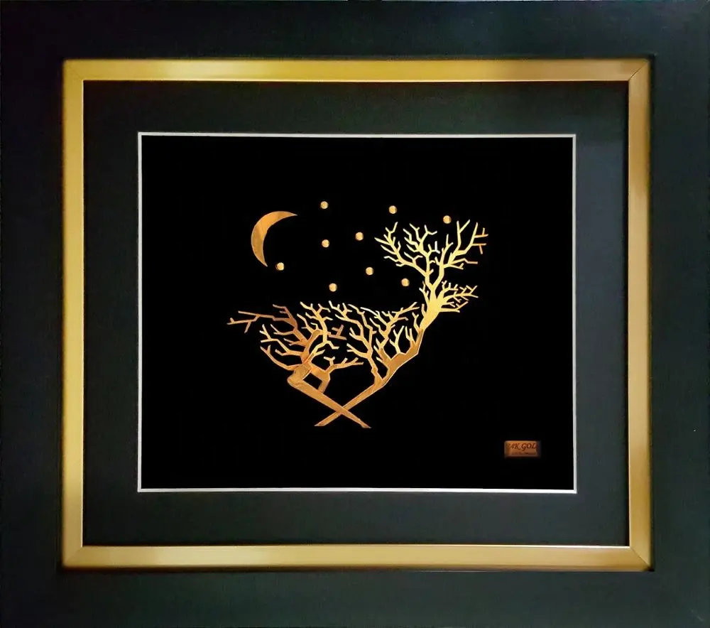 24 18k Gold Foil Art 3D Deer Design Gold Souvenir Gift